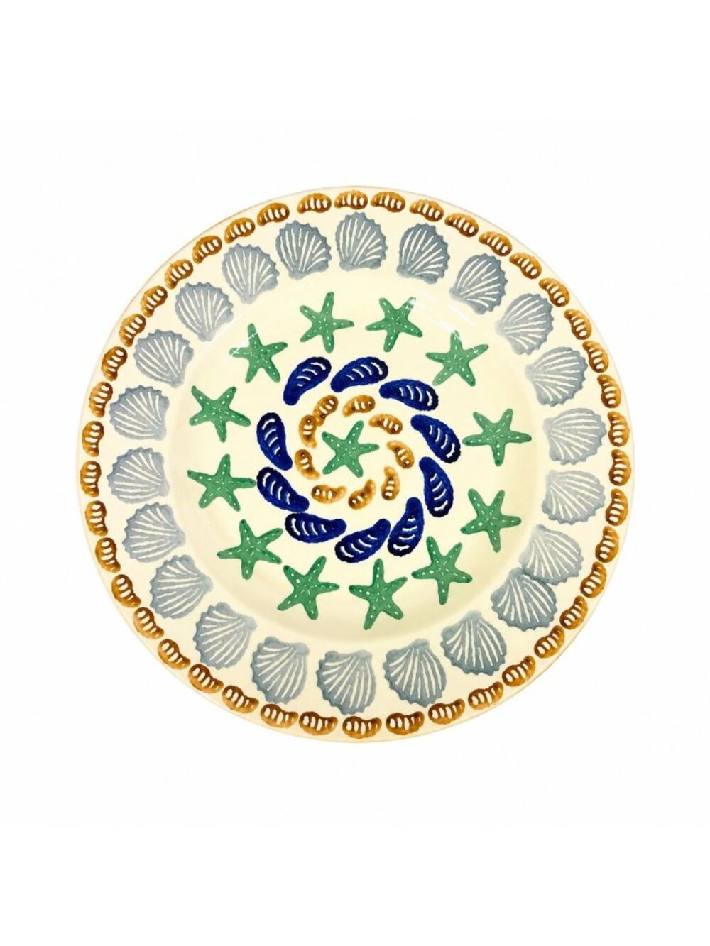 Stoneware Pottery Salad Plate Emma Bridgewater Coastal Shell Oysters Hand Painte